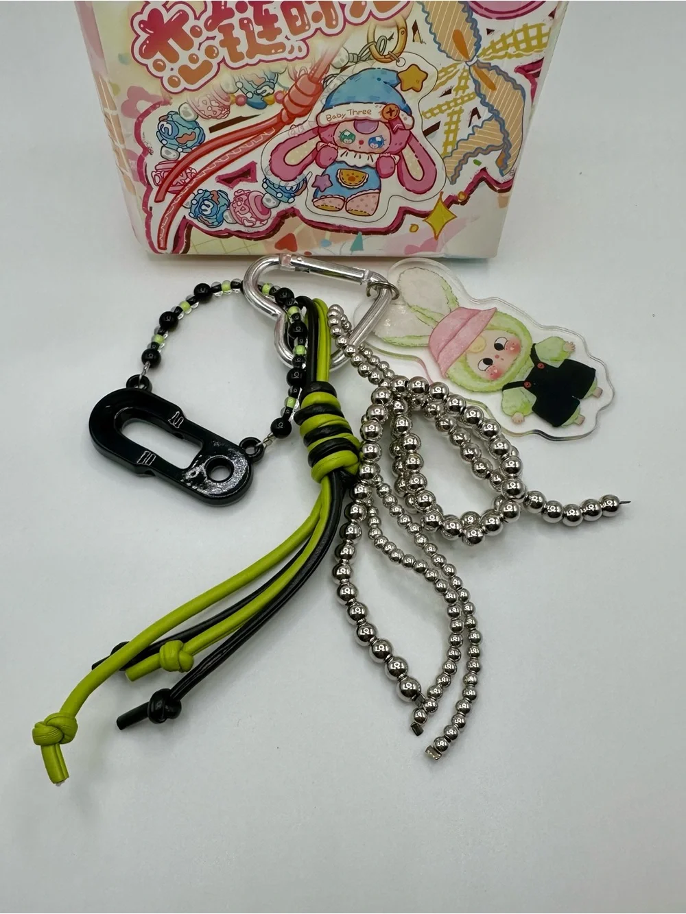 Baby Three BB3 Acrylic Keychain Love Chain Bag Charm Heart Carabiner Clip